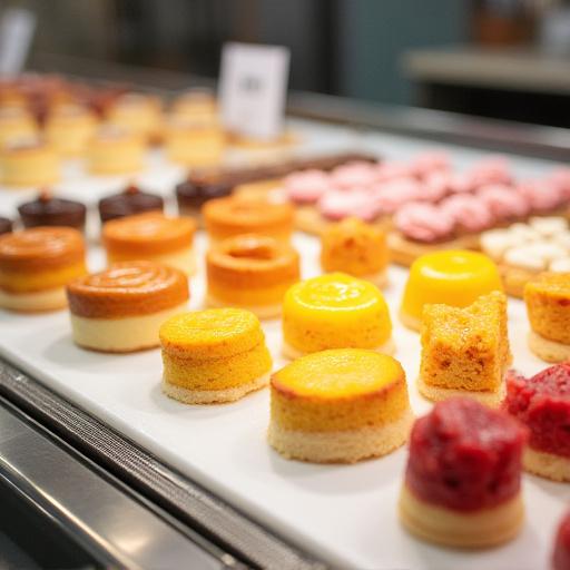 Eine Auswahl an Kuchen und Torten in einer Glasvitrine.